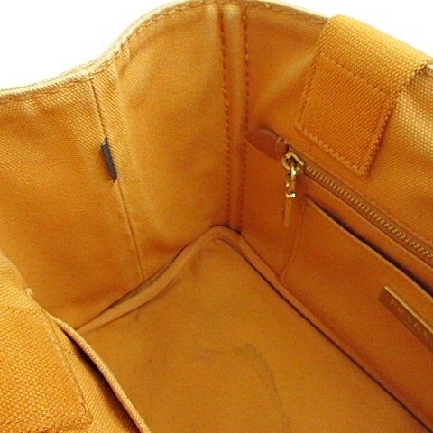 PRADA CANAPA S Mini Tote Bag Canvas Orange AA Ladies from japan thumbnail 9