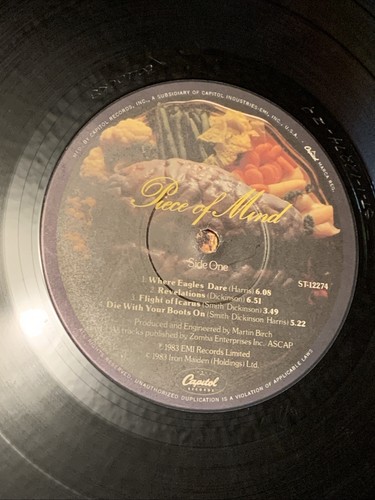 Iron Maiden- Piece Of Mind Original 1983 Vintage Vinyl Lp Record Album - Foto 16 di 24