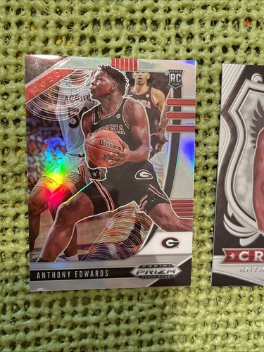 Lote de 3 tarjetas de novato Anthony Edwards Panini Prizm/Cruzada Timberwolves - Imagen 2 de 5