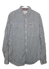 Simms Shirt Men's Medium Blue Check Long Sleeve Outdoor Fishing