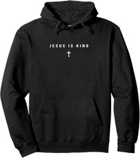 Jesus Is King Christian Cross Minimalist Religious Christ Pullover Hoodie