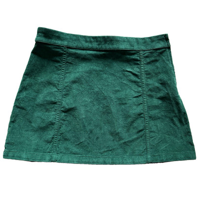 J Crew Crewcuts Corduroy Skirt Girl XL 14 Christmas Green A Line Short Mini Wale