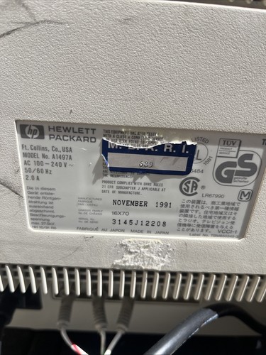Vintage HP A1497A 17" BNC Connectors Fixed Frequency Color Monitor - Powers On - Picture 9 of 11