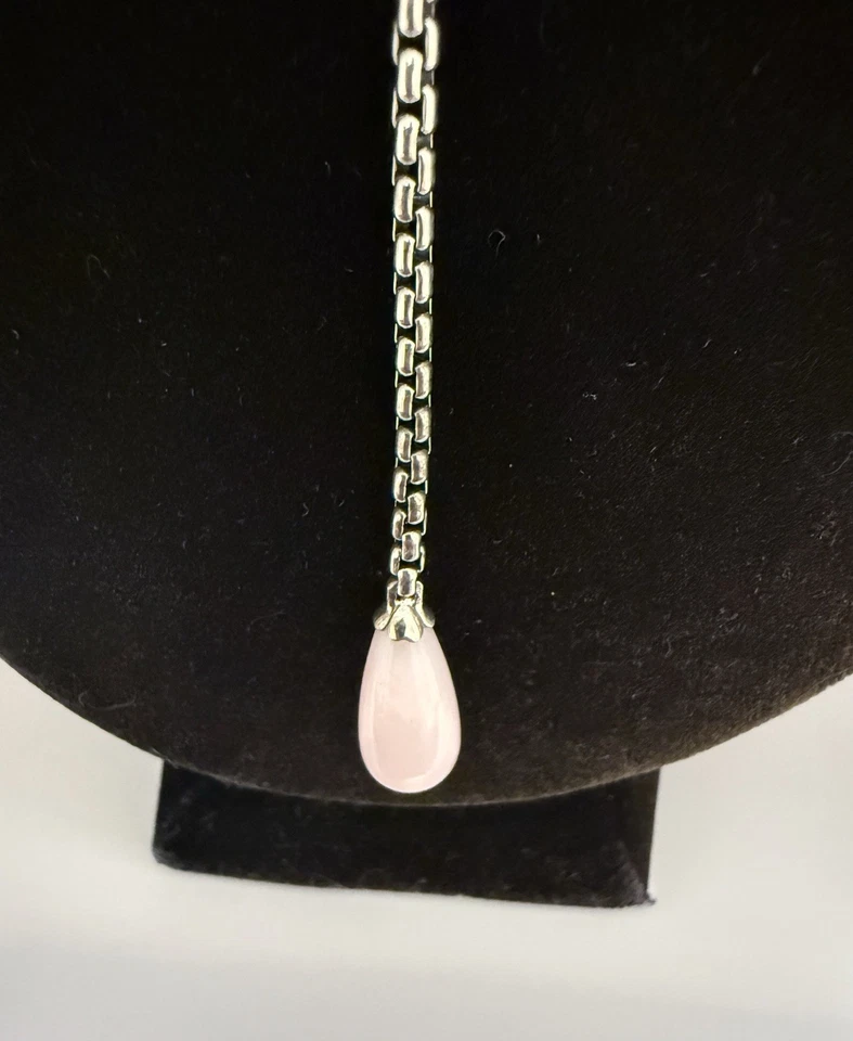 COLLAR CADENA CAJA CUARZO ROSA PLATA ESTERLINA JAI JOHN HARDY 20”. Foto 3 de 4