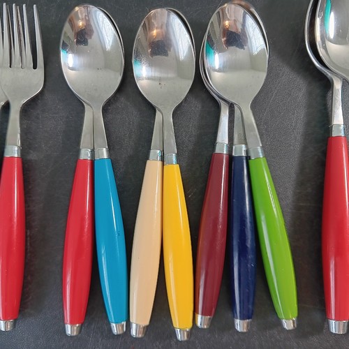 Vintage Fiesta 21 Pc Retro Stainless Steel Flatwear Set (Assorted Forks, Spoons) - Picture 3 of 9