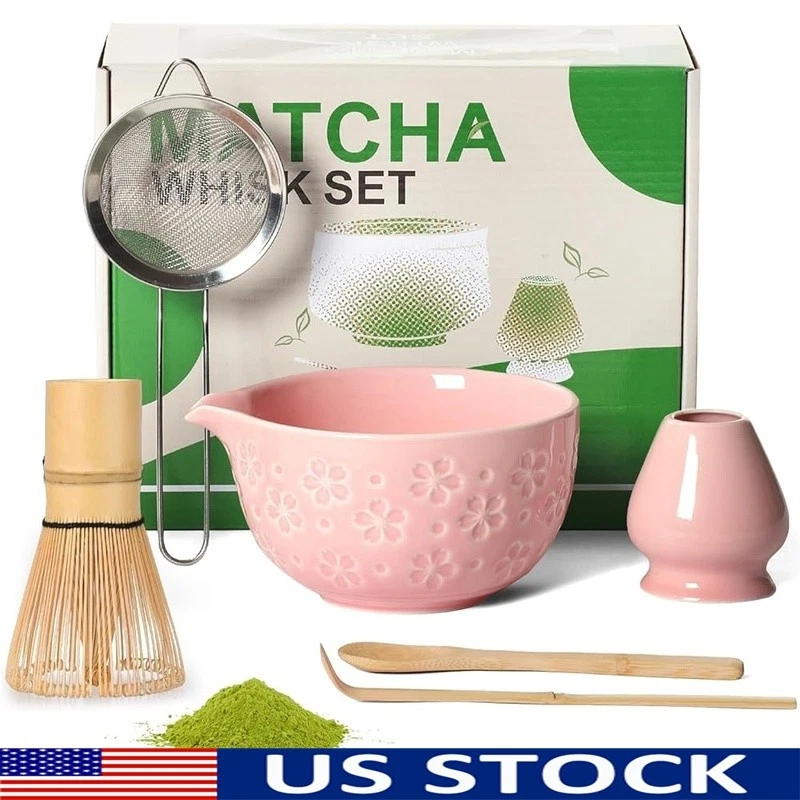 6-in-1 Matcha Tea Set Bamboo Chasen Sifter Bowl Spoon Kit Gift Tea Lovers New