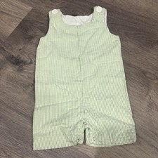 VTG Gingham Green And White Baby Romper Size 24months