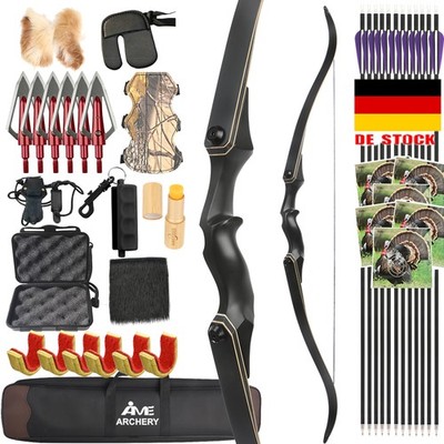 60'' Recurve Bogen Carbonpfeile Metallbogen 55/60lb Bogenschießen Sportbogen Jagd