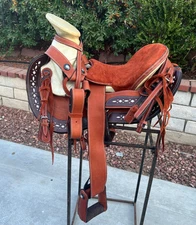 15" BROWN CHARRO SADDLE, MONTURA CHARRA PARA CABALLO, Horse Gear Tack, Charreria