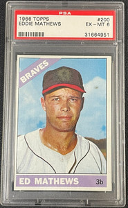 1966 Topps #200 Eddie Mathews Atlanta Braves Hall of Fame  PSA 4