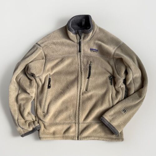 Vintage Patagonia R4 Fleecejacke Herren M Full Zip Retro Khaki Made USA 2002 Y2K