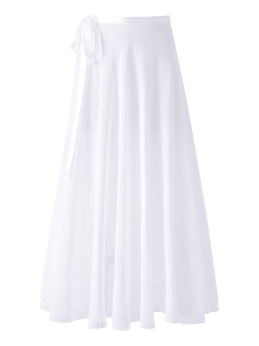 Women's Sheer Lace Up Wrap Dance Skirt Solid Color High Waist Flowy Midi Skirt - Picture 91 of 134