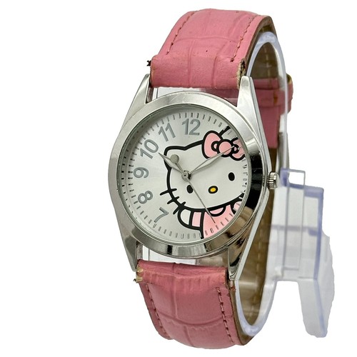 Sanrio Hello Kitty Silver Mirror Dial/Curved Case/Pink Band  display picture 2