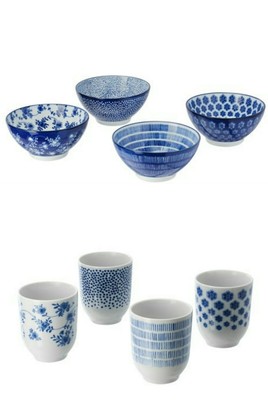 IKEA New ENTUSIASM Bowl Mug Set ENTUSIASM patterned, blue, Bowl IKEA