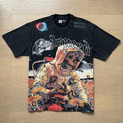 NEW Mens Godspeed Skeleton picking honey Tee Washed Short sleeved T-shirt - Picture 2 of 17