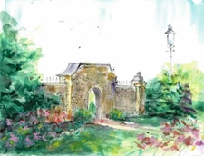 Tyler, Texas Rose Garden Arch Print by  American Watercolor Artist JOHN YORK