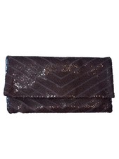 Black Envelope Clutch Purse  Chevron Sequins Attachable Strap Evening Bag Formal