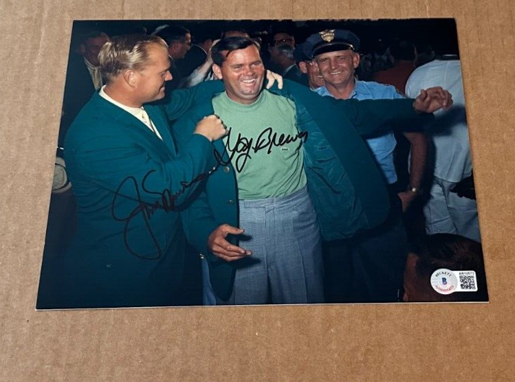 Jack Nicklaus Autographed Signed -GAY BREWER 1967 MASTERS 8X10 PHOTO BECKETT FULL LETTER CERT 
