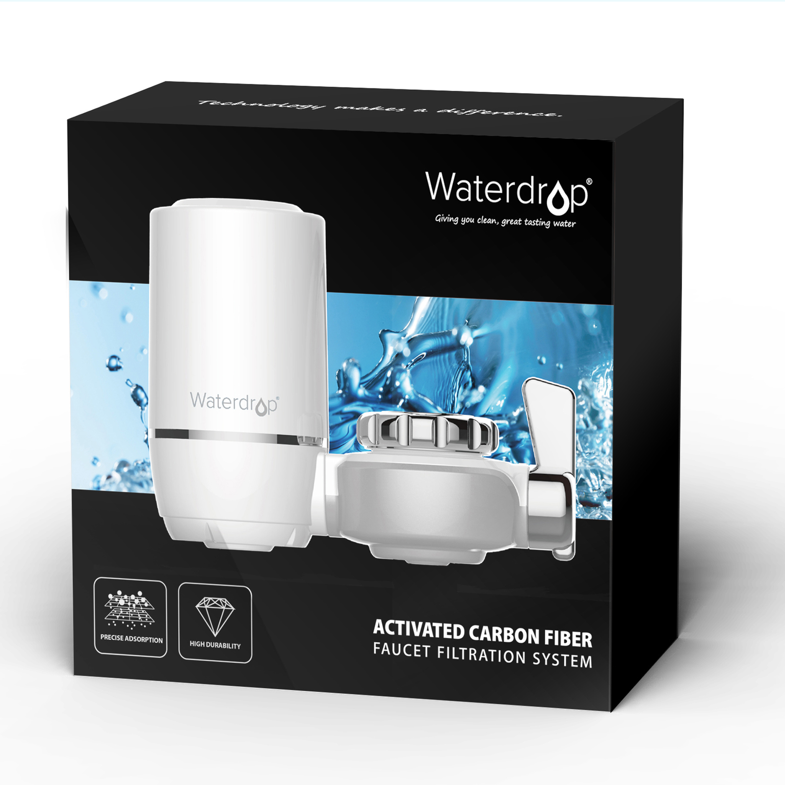 Waterdrop Faucet Water Filter, Fits Standard Faucets, 320 Gallon,WD-FC-01