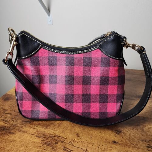 Dooney & Bourke Red/Black Buffalo Plaid Small Hobo Handbag 375506854 - Picture 3 of 7