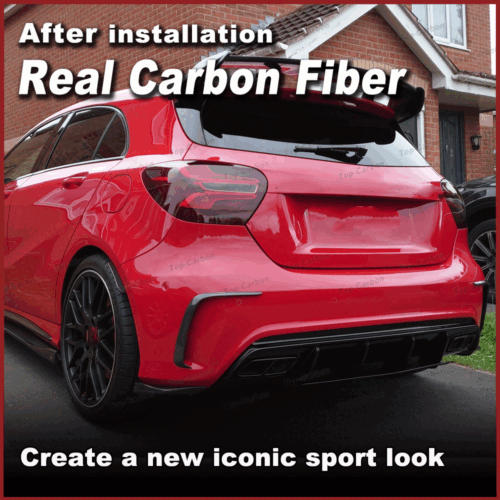 Carbon Flaps Splitter Heck Stoßstange Spoiler für Mercedes Benz W176 A45 2013-18 - Picture 2 of 11