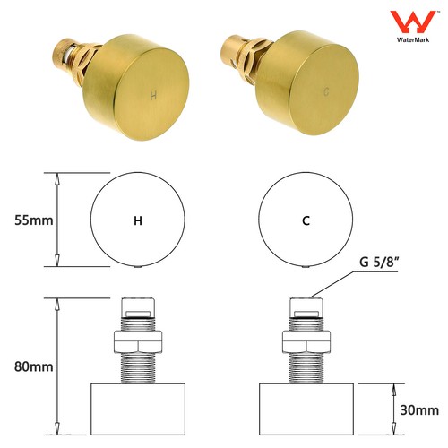 KYLINS Watermark Shower Twin Taps Mixer Tap Brushed Gold/Black/Gun Metal/Nickel - Picture 153 of 216