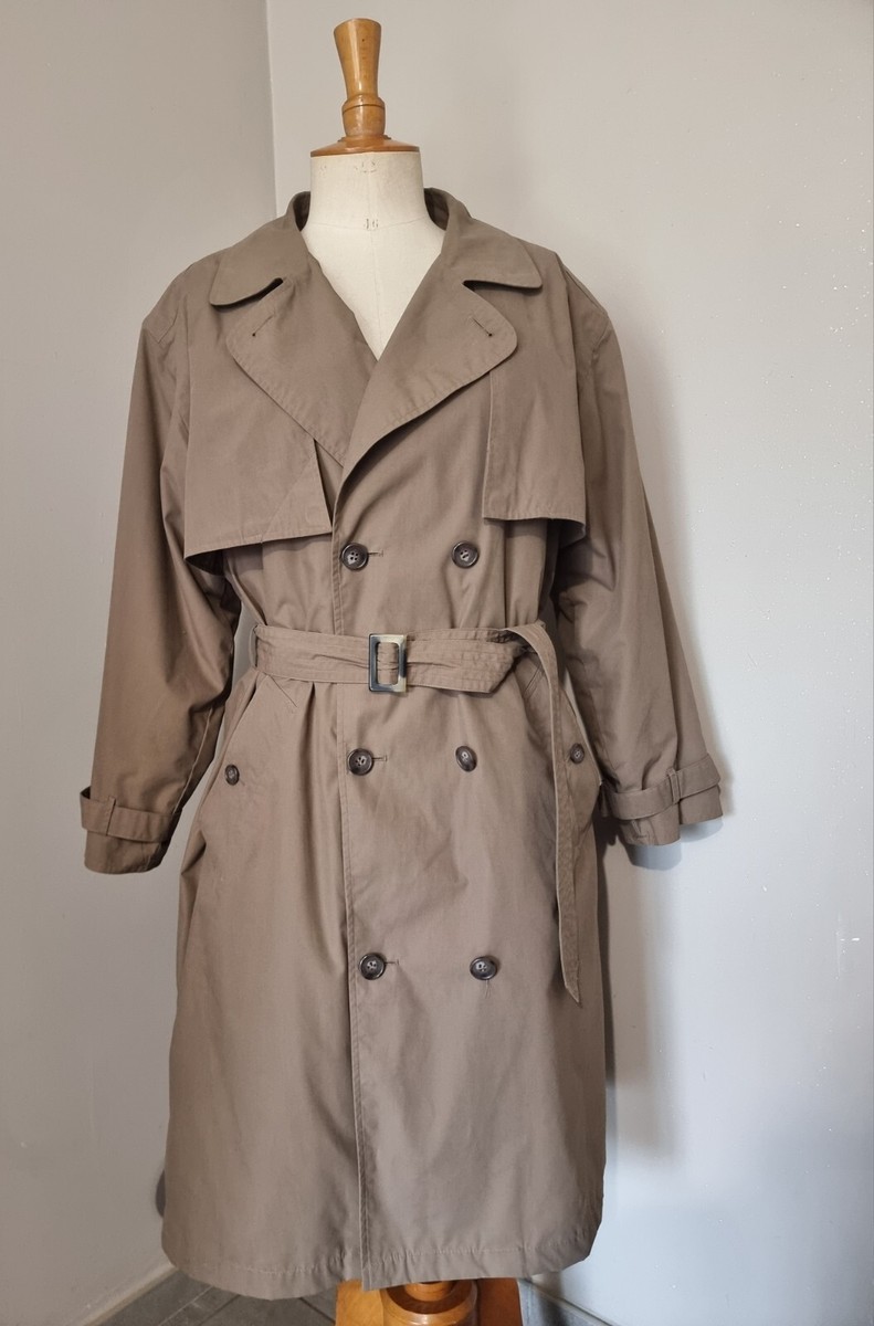 VINTAGE TRENCH COAT 90S MARRON MANTEAU INTERIEUR CARREAUX QUALITÉ