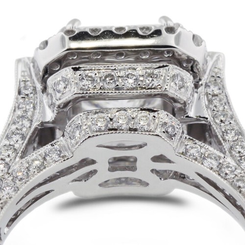 ANILLO DE COMPROMISO HALO CONJUNTO PUNTA ORO 18K CORTE PRINCESA DIAMANTE NATURAL F/SI1 2,8 QUILATES - Imagen 10 de 17