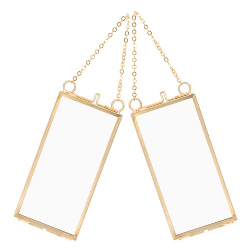 2pcs Vertical Photo Frames Hanging Glass Picture Frame Pressed Flower