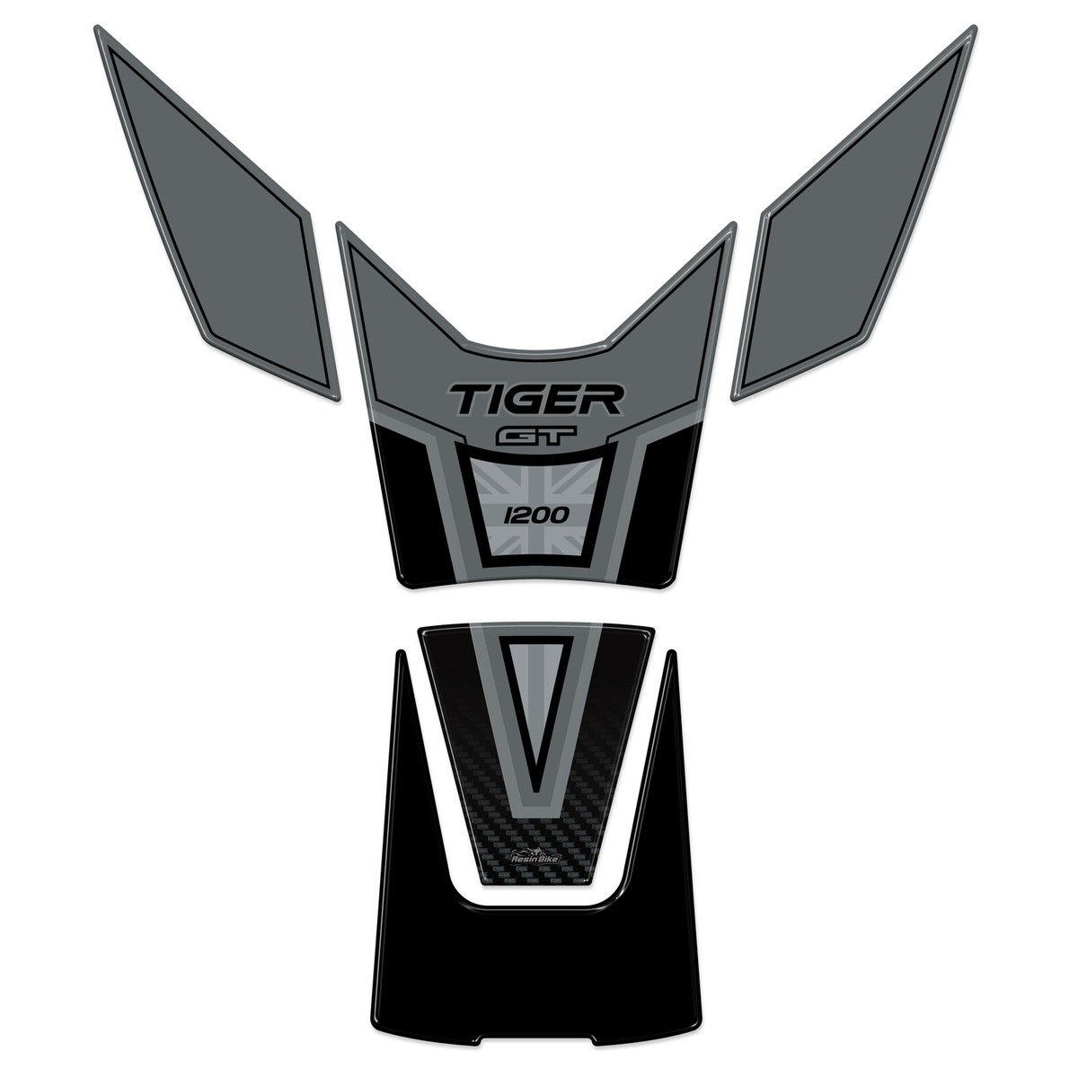 Resin Bike Adesivi Moto Compatibile con Triumph Tiger 1200 GT Pro 2022-2025. Protezione Tappo Serbatoio da Urti e Graffi. Adesivi Resinati con Effetto 3D Made in Italy