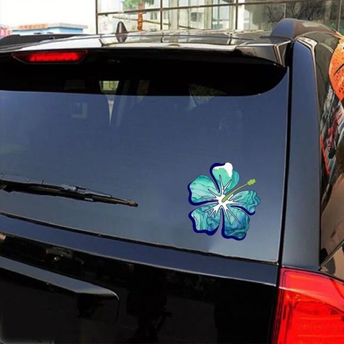 Hawaiian Holographic Hibiscus Flower Car Decal, waterproof Flower Sticker - Picture 2 of 3