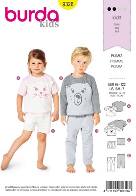 Burda Kids Schnittmuster - Pyjama - Shorty - Nr.9326