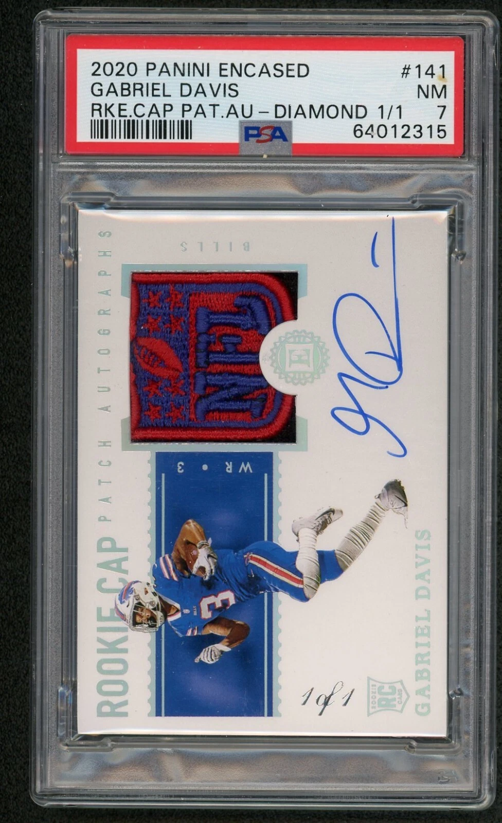 Gabriel Davis Panini Encased #141 Rookie Cap Patch Autograph-Diamond 1/1