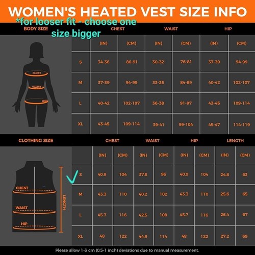 HENNCHEE Men Women XS/S HEATED LIGHTWEIGHT VEST+5V 12000mAh BATTERY BLACK Jacket - Picture 14 of 24