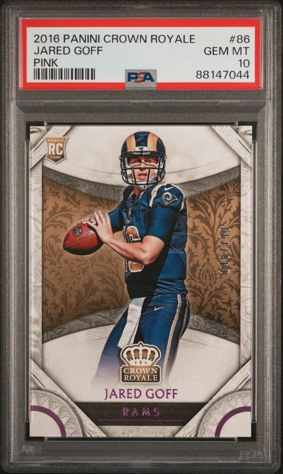 Jared Goff Panini Crown Royale #86 Pink