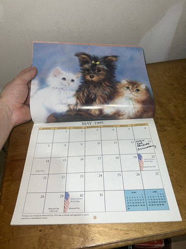 1995 Faithful Friends Paralyzed Veterans of America Calendar Retro Puppies Kitty - Picture 10 of 20