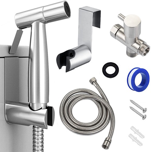 Stainless Steel Handheld Bidet Spray Shower Head Toilet Shattaf Adapter Hose US - Picture 2 of 12