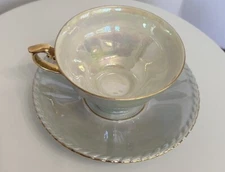 Vintage Rudolf Wächter Teacup & saucer RW Bavaria Lustrous Iridescent Light Blue