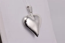 Sterling Silver 42mm x 42mm Puffy Polished Heart Slide Enhancer Pendant