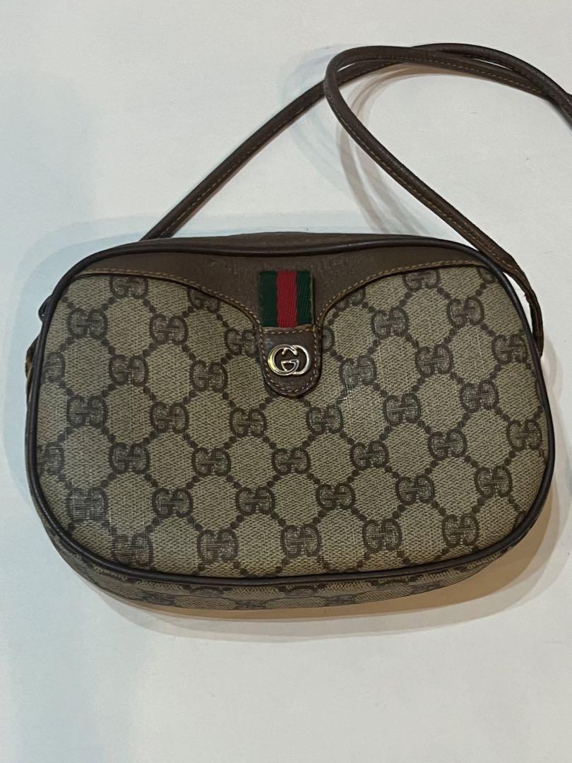 GUCCI Vintage Crossbody Bag Shoulder Sling Sherry GG PVC GUCCI Vintage Crossbody Bag Shoulder Sling Sherry GG PVC