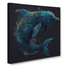 Dolphin Boho No.1 Canvas Wall Art Print Framed Picture Home Decor Living Room