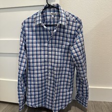 Express Mens Plaid White, Purple Blue Extra Slim Dress Shirt Size M Formal