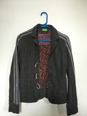 Women s INDUSTRY Gray Raw Edge 3-Button-Loop Poly/Wool Blazer-Jacket