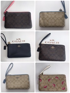 coach large double zip wristlet