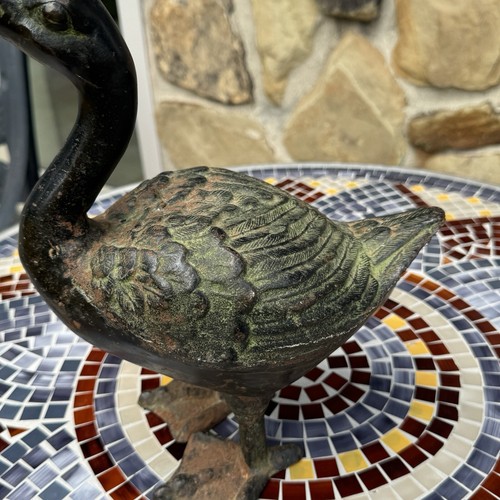 Meiji Japanese Cast Iron Goose Garden Statue Doorstopper - Picture 16 of 24