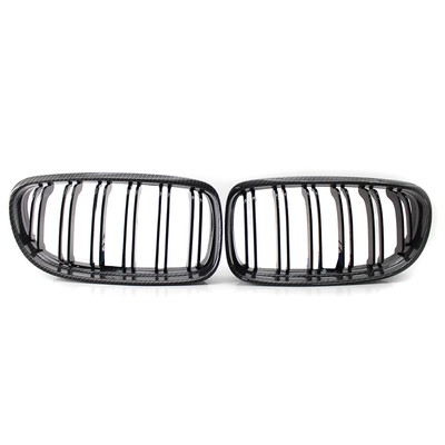 Fit For BMW LCI Facelift E90 09-12 Carbon Style Front Kidney Double Slat Grille