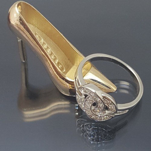 Impresionante anillo italiano de 18 quilates relleno de oro blanco de 18 quilates diamante 18 quilates talla 7 - Imagen 8 de 12
