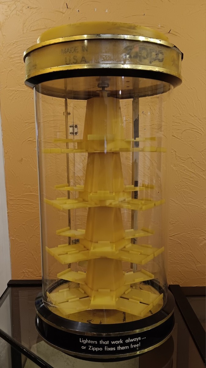 Vintage ZIPPO Tabletop Lighted Rotating Display Case | eBay