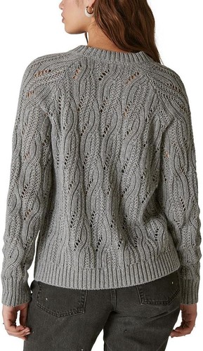 Lucky Brand Women’s Shine Cable Knit Crewneck Sweater, Heather Grey, X-Large - Picture 2 of 2