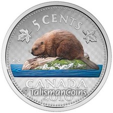 Canada 2016 Beaver Big Coins Series Color 5 Cents 5 Oz Silver Nickel Proof + Ogp